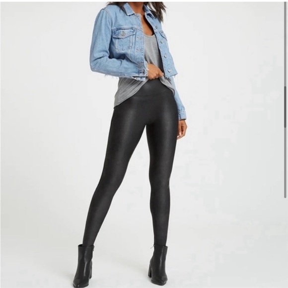 SPANX Faux Leather Leggings Black Size Medium - Picture 2 of 9